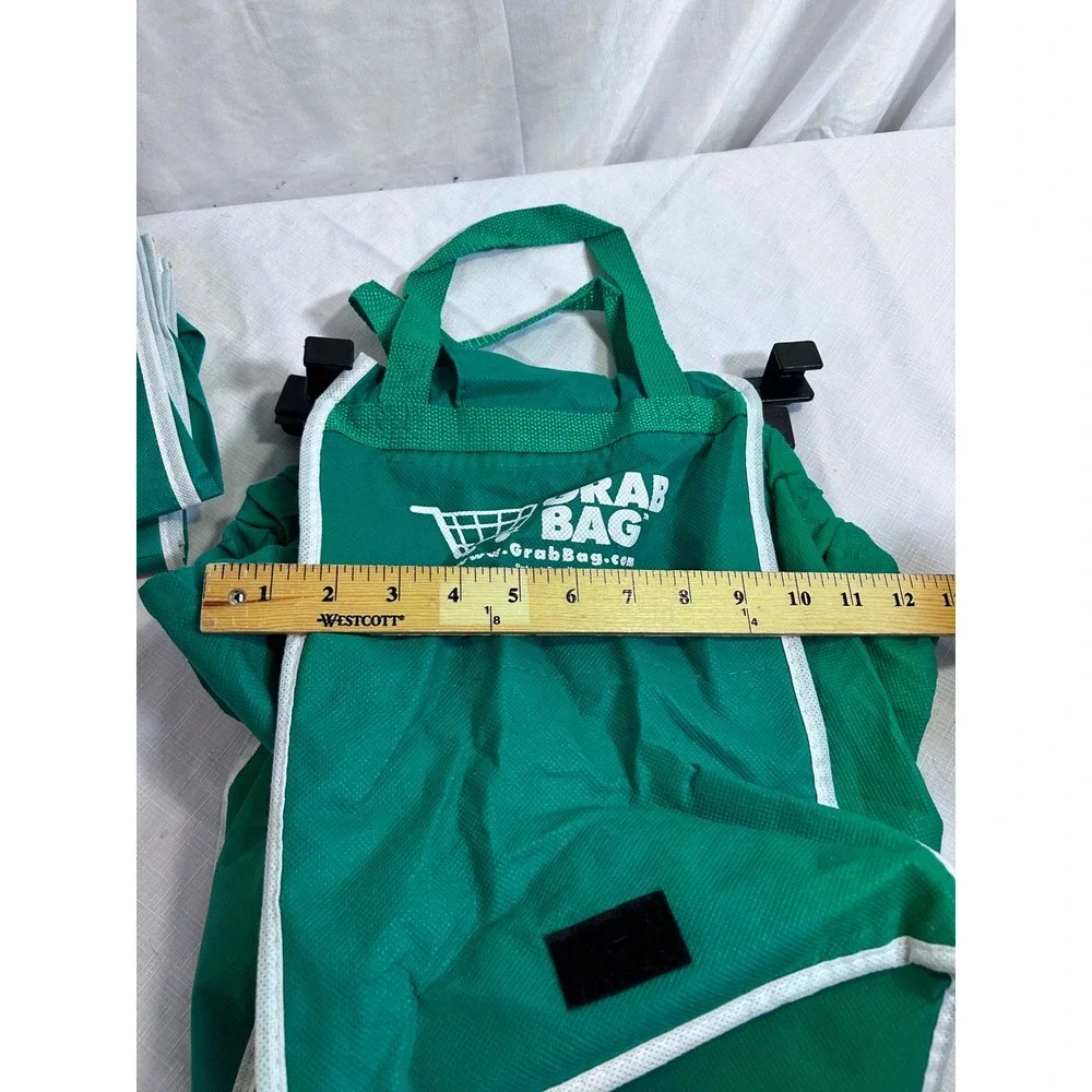 Grab Bag Reusable Shopping Bag 2pc Set Green Cart Clip Totes Women